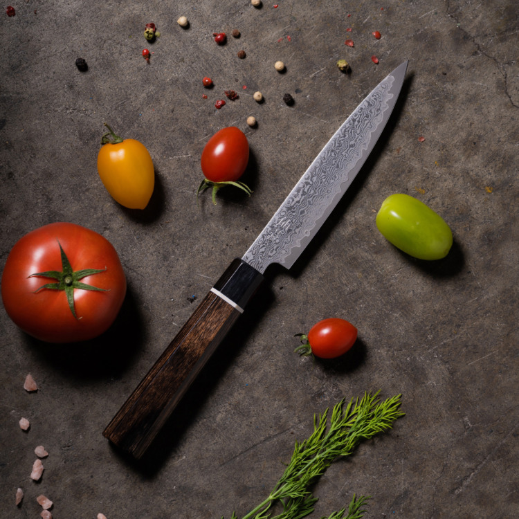 仙蔵 ブラックダマスカス ユーティリティナイフ120mm | サンクラフト